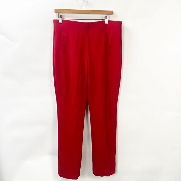 2/$30 Chico's 1.5 Medium Womens Red High Waisted Flat Front Straight Leg Pants - Picture 1 of 10